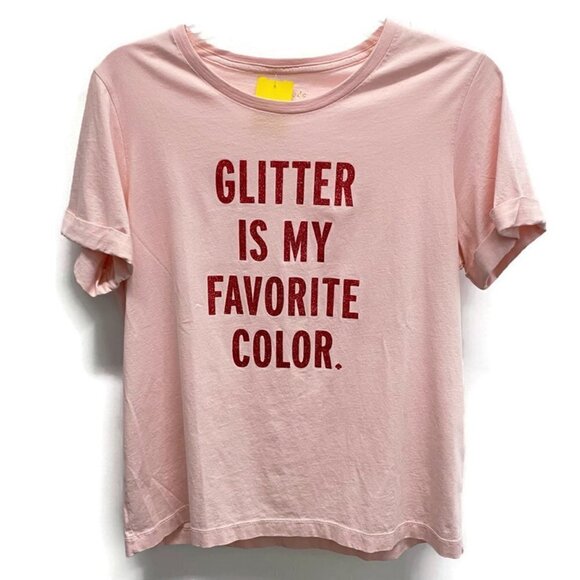kate spade Tops - Kate Spade Pink w/Red Glitter Cotton Graphic Shirt